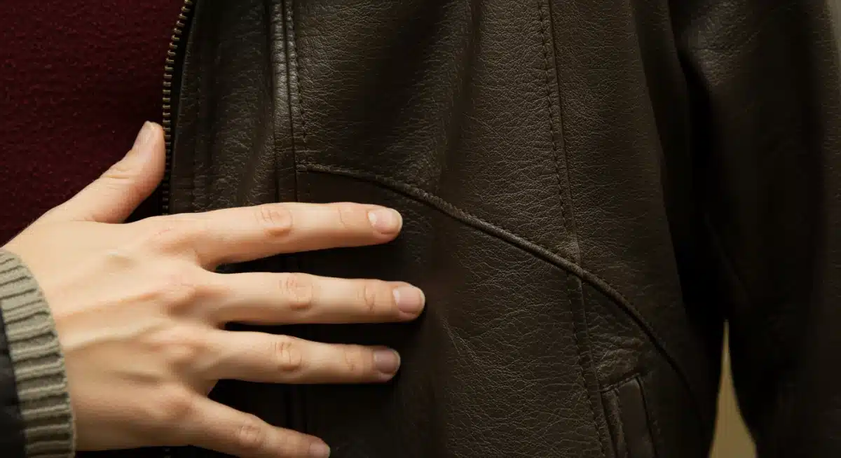 Close-up of a classic, durable leather jacket for long-term wear
