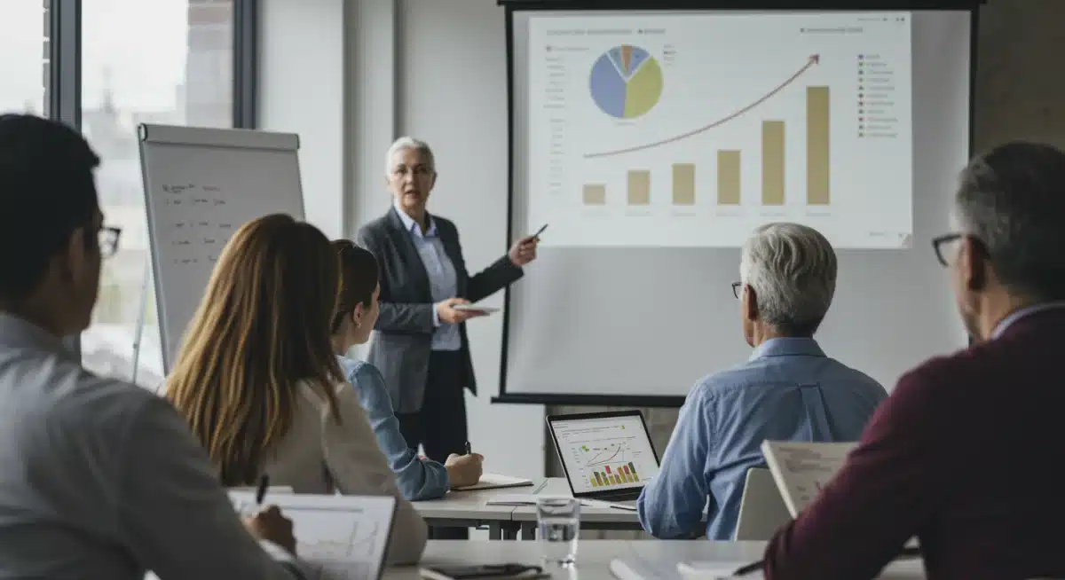 Attendees learning about investment growth at a financial seminar