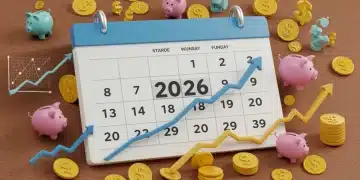 Calendar with 2026 highlighted, financial symbols, representing IRA contribution limits and Roth conversions.