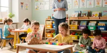 Children learning in a vibrant early childhood education classroom, symbolizing future policy impacts.