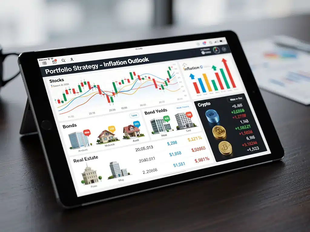 Diversified investment portfolio, showing various assets for strategic planning during inflation.