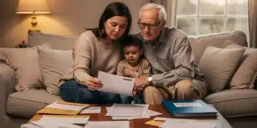 Family reviewing survivor benefit documents together