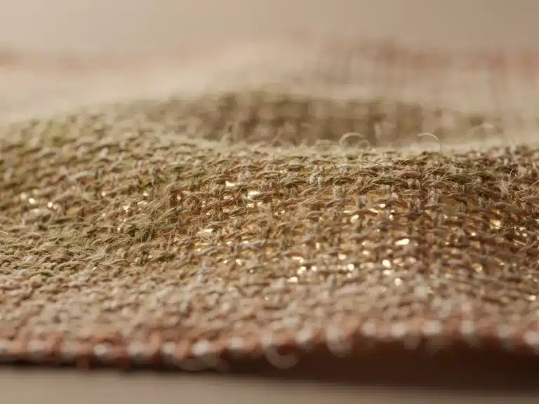 Close-up of a sustainable bio-synthetic fabric, representing 2026 circular standards