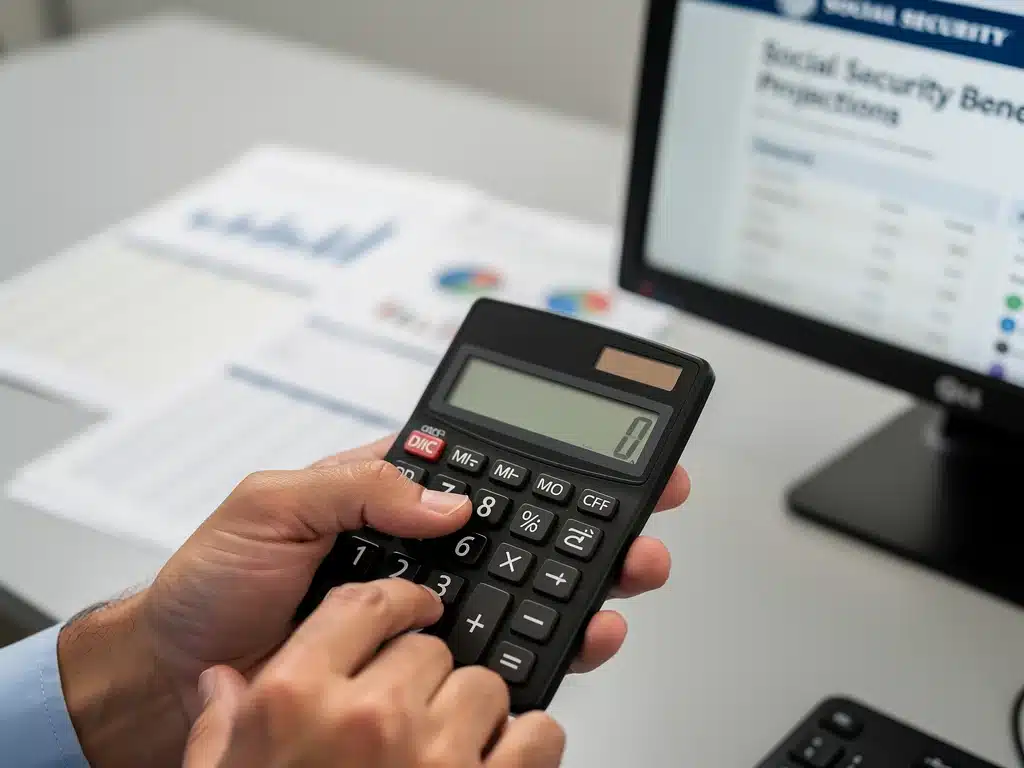 Hand using calculator for retirement financial planning