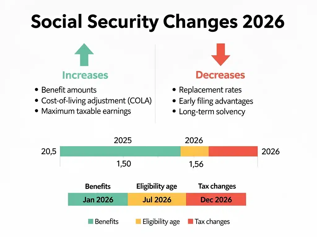 Infographic showing 2026 Social Security benefit changes