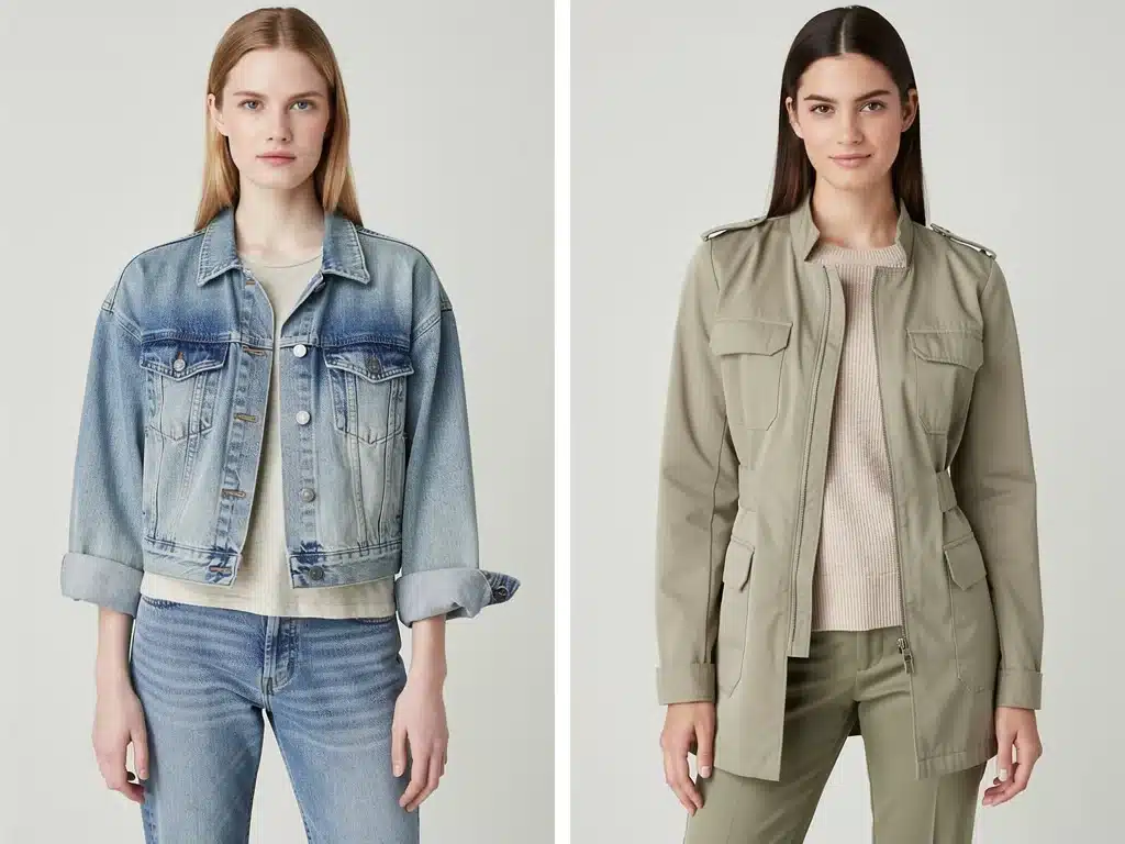 Cropped denim jacket vs. structured utility jacket for spring