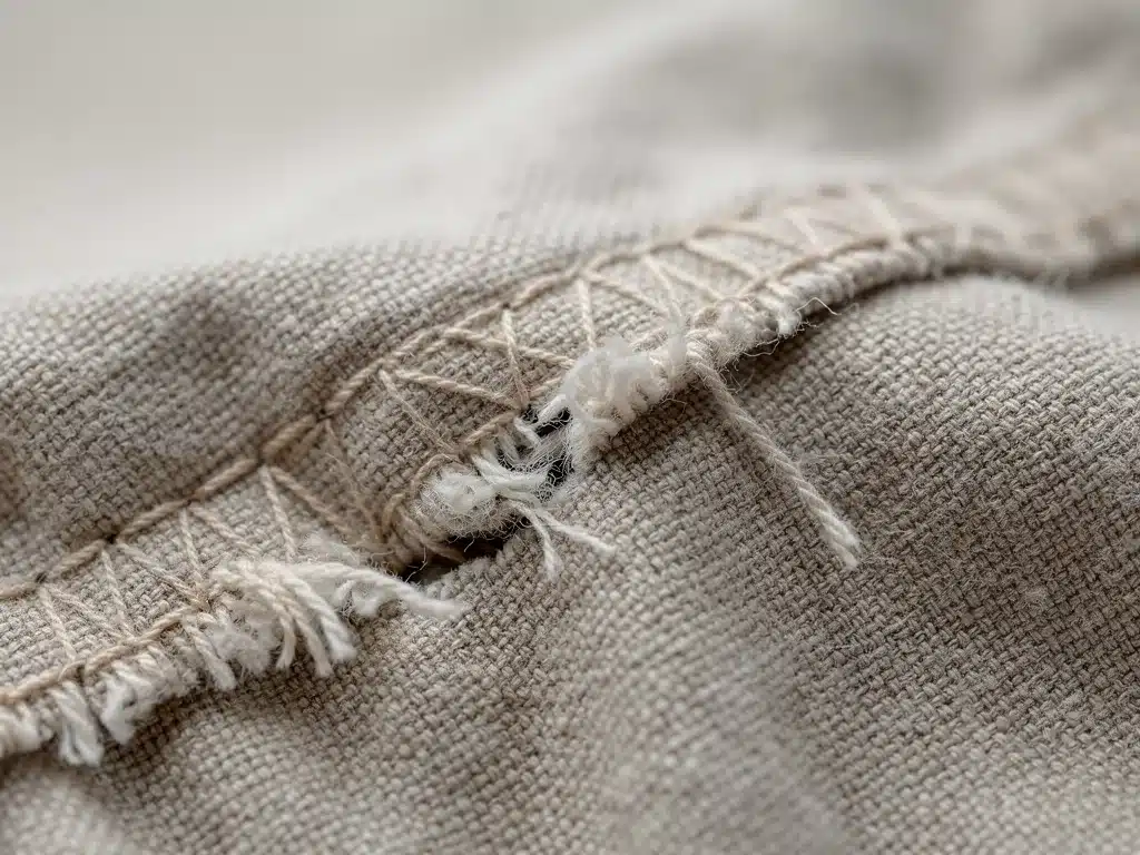 Close-up of poor garment stitching